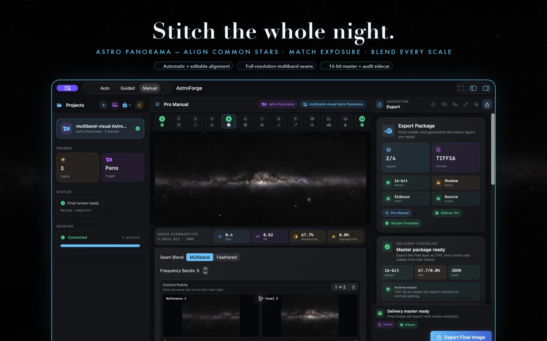 AstroForge Astro Panorama workspace